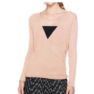 Roxy Knit Faux Wrap Blouse Size Small Longsleeve Baby Pink In Like With You New